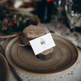 Rustieke herfst Waterverf Pines bruiloft plaats ka Visitekaartje