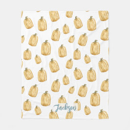 Rustieke Herfst Waterverf Sinaasappel Pompoen Fleece Deken