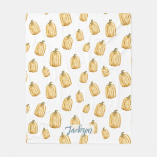 Rustieke Herfst Waterverf Sinaasappel Pompoen Fleece Deken