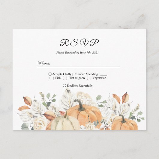 Rustieke Herfst Wedding RSVP Briefkaart | Waterver (Voorkant)