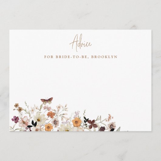 Rustieke Herfst Wild Flowers Vrijgezellenfeest Advieskaart (Voorkant)