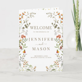 Rustieke Herfst Wildflower Bloemen Huwelijk opvouw Programma