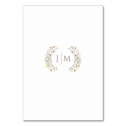 Rustieke herfst Wildflower bruiloft tafel nummers Kaart (Achterkant)