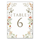 Rustieke herfst Wildflower bruiloft tafel nummers Kaart (Voorkant)