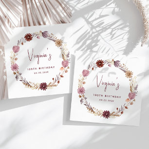 Rustieke Herfst WIldflower Floral 100e geboortedag Servet