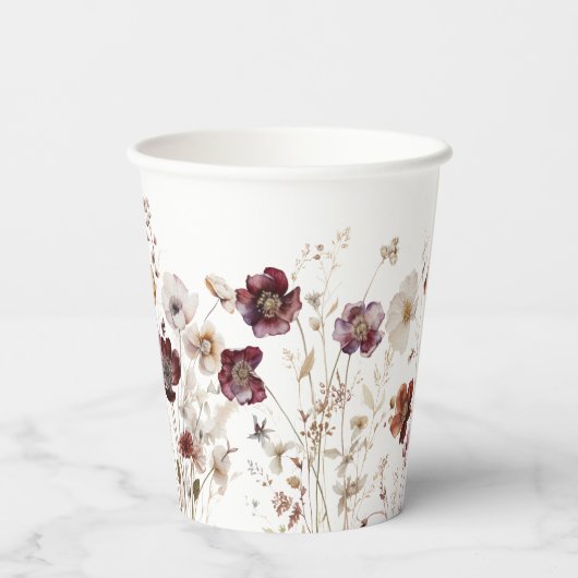 Rustieke Herfst Wildflowers Papieren Bekers (Achterkant)