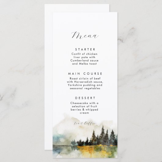 Rustieke herfst winterbos berg Flat Menu (Voorkant / Achterkant)