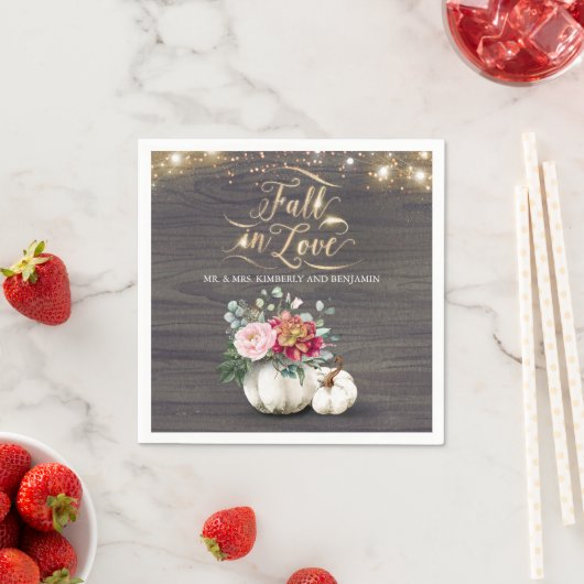 Rustieke Herfst Witte Bloemen Pompoen Bruiloft Ser Servet (Insitu)