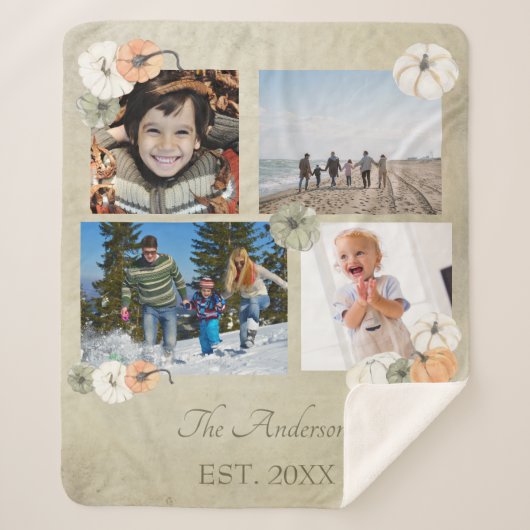 Rustieke herfst witte, Oranje pompoenen gepersonal Sherpa Deken (Voorkant)