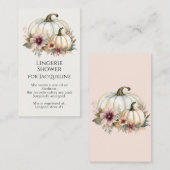 Rustieke Herfst Witte Pompoen Bloemen Lingerie Dou Visitekaartje (Voorkant / Achterkant)