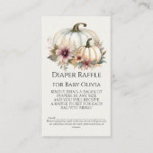 Rustieke Herfst Witte Pompoen Bloemen Luier Raffle Visitekaartje (Voorkant)