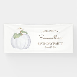 Rustieke Herfst Witte Pompoen Verjaardagsbanner Spandoek