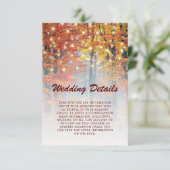 Rustieke Herfst Woodland String Lights Bruiloft De Informatiekaartje (Staand voorkant)