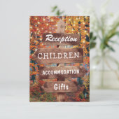 Rustieke Herfst Woodland String Lights Bruiloft De Informatiekaartje (Staand voorkant)