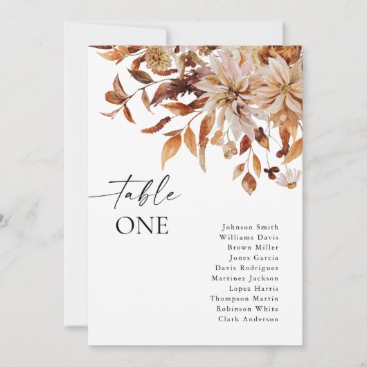 Rustieke Herfst Zitting Grafiek Tabel Nummer Kaart (Voorkant)