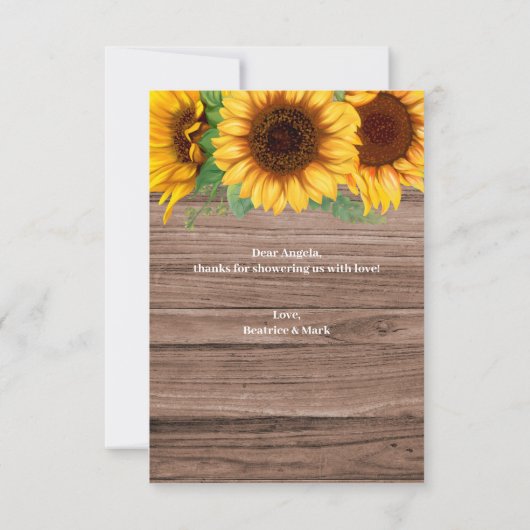 Rustieke Herfst Zonnebloem | BABY SHOWER Bedankkaart (Achterkant)