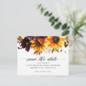 Rustieke Herfst Zonnebloem Bloemen Huwelijk Save t Aankondigingskaart (Staand voorkant)