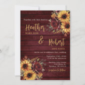 Rustieke Herfst Zonnebloem Bourgogne bruiloft uitn Kaart (Voorkant)