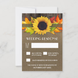 Rustieke Herfst Zonnebloem + Burlap Wedding RSVP K Kaartje