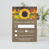 Rustieke Herfst Zonnebloem + Burlap Wedding RSVP K Kaartje (Staand voorkant)