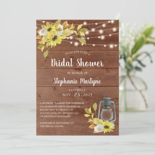 Rustieke Herfst Zonnebloem Lantaarn Lights Vrijgez Kaart (Staand voorkant)