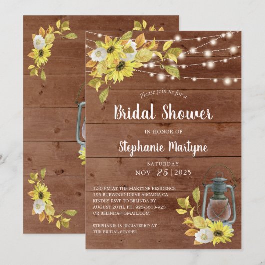 Rustieke Herfst Zonnebloem Lantaarn Lights Vrijgez Kaart (Voorkant / Achterkant)