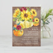 Rustieke herfst zonnebloem pompoen Baby shower Kaart (Staand voorkant)