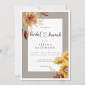 Rustieke herfst zonnebloem taupe wit bruids brunch kaart (Voorkant)