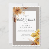 Rustieke herfst zonnebloem taupe wit bruids brunch kaart (Voorkant)