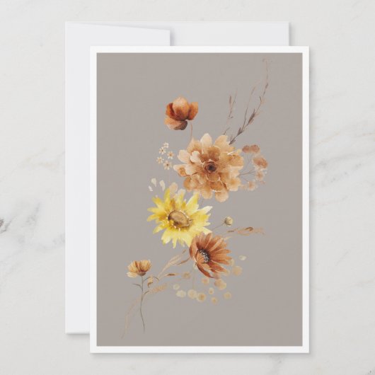 Rustieke herfst zonnebloem taupe wit Vrijgezellenf Kaart (Achterkant)