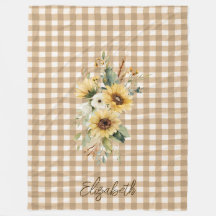 Rustieke Herfst Zonnebloemen Brown Gingham Geperso
