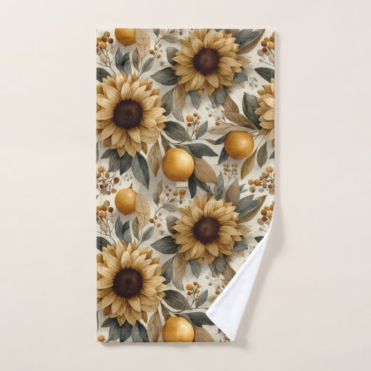 Rustieke herfst Zonnebloemen & Citrus Bad Handdoek (Handdoek)