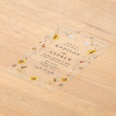 Rustieke herfst Zonnebloemen en Wildflowers Weddin Acryl Uitnodigingen (Laagn)