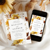 Rustieke herfst Zonnebloemen en Wildflowers Weddin Kaart