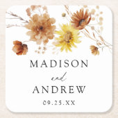 Rustieke herfst Zonnebloemen en Wildflowers Weddin Kartonnen Onderzetters (Voorkant)