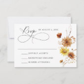 Rustieke herfst Zonnebloemen en Wildflowers Weddin RSVP Kaartje (Voorkant)