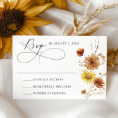 Rustieke herfst Zonnebloemen en Wildflowers Weddin RSVP Kaartje