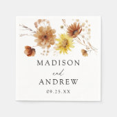 Rustieke herfst Zonnebloemen en Wildflowers Weddin Servet (Voorkant)