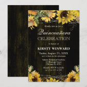 Rustieke Herfst Zonnebloemen Hout en Lichten Quinc Kaart (Voorkant / Achterkant)