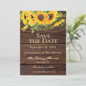 Rustieke Herfst Zonnebloemen Hout Inspirerend Brui Save The Date (Staand voorkant)