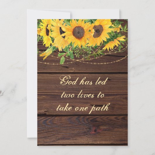 Rustieke Herfst Zonnebloemen Hout Inspirerend Brui Save The Date (Achterkant)