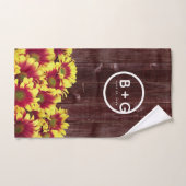 Rustieke herfst Zonnebloemen op hek Bruiloft Bad Handdoek (Handdoek)