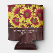 Rustieke herfst Zonnebloemen op hek Bruiloft Blikjeskoeler (Achterkant)