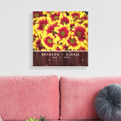 Rustieke herfst Zonnebloemen op hek Bruiloft Canvas Afdruk (Insitu (Woonkamer))
