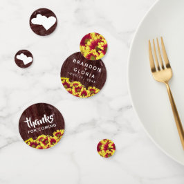 Rustieke herfst Zonnebloemen op hek Bruiloft Confetti