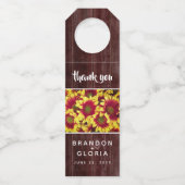 Rustieke herfst Zonnebloemen op hek Bruiloft Flessenhanger (Voorkant)