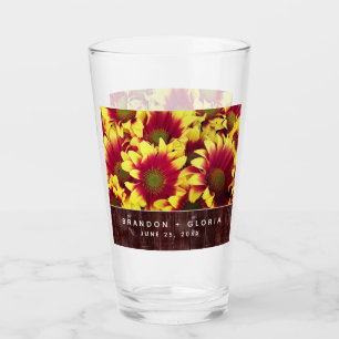 Rustieke herfst Zonnebloemen op hek Bruiloft Glas