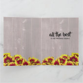 Rustieke herfst Zonnebloemen op hek Bruiloft Kaart (Binnen)