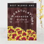 Rustieke herfst Zonnebloemen op hek Bruiloft Kaart (Gele Bloem)