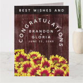 Rustieke herfst Zonnebloemen op hek Bruiloft Kaart (Voorkant)